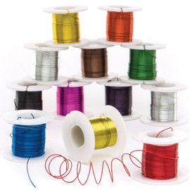 Baker Ross AR845 Coloured, Kids Jewellery Making, Florist Wire Supplies and Arts and Crafts, Assorted, (Pack of 12)