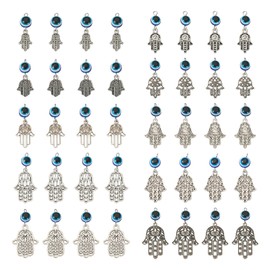 Spritewelry - Colgante de estilo tibetano de 60 piezas con mal de ojo, plata envejecida, ojo de flor, tortuga marina, búho de mariposa, 100Pcs, Resina, No es una piedra preciosa