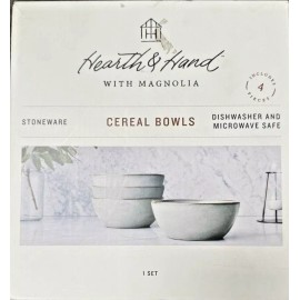 Hearth & Hand with Magnolia Stoneware Reactive Exposed Rim Cereal Bowl 6" - 4 pc