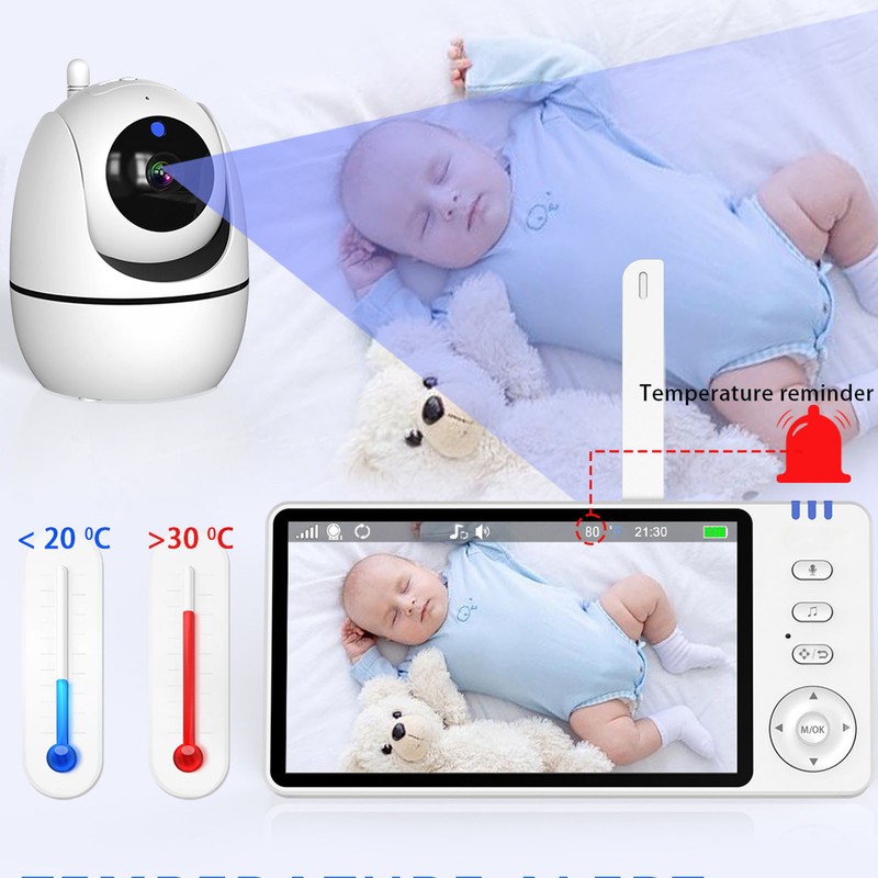 5 Inch HD Screen Baby Camera Monitor Night Vision Sound