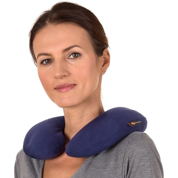 SunnyBay Microwavable Heated Neck Pillow: Large Heat Therapy Pad for Sore Neck & Shoulder Muscle Pain Relief - Thermal, Personal, Reusable, Non Electric Hot Pack Pads or Cold Compress Wraps (Navy Blue)