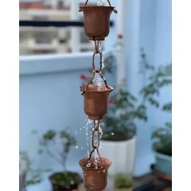 Cadena para la Lluvia con Copas de aleación de Aluminio Resistentes a la corrosión para una recolección eficiente de Agua de Lluvia en Jardines y Patios.,Brown-2.4m (7.9ft)
