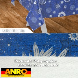 ANRO Oilcloth Tablecloth, Washable, Oilcloth, Garden Tablecloth, Outdoor, Indoor, 220 x 140 cm, Cut Edge, Astrology