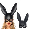 Zombie Makeup Masquerade Black Rabbit Half-Face Mask for Women - Adult Halloween Party Costume Prop (Free Size) Size/Glossy White 10ea