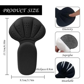 4 Stück Schwamm Fersenpolster, Selbstklebende Fersenkissen, für Stiefel Lose Schuhe Zu Groß Wiederverwendbare Fersenschutz Schuheinlagen Verbessert Die Passform Des Schuhs (Schwarz)