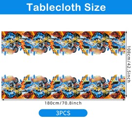 Sidesea Table Cloth Party, 3Pack 180 * 108cm Hot Car Table Cloth Party Waterproof Cartoon Party Tablecloth Rectangular Plastic Birthday Table Cover for Kids Party Decorations