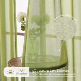 KangBang - Juego de 2 paneles de cortinas traslúcidas con textura de árbol plisado, para recámara, sala de estar con ganchos, cortinas de ventana aireadas y ligeras, 42 pulgadas de ancho x 84 pulgadas