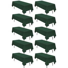 10 Pack 60 x 126 Inch Tablecloth, Hunter Green Tablecloth for 8 Feet Rectangle Tables, Stain and Wrinkle Resistant Washable Fabric Table Cloth for Wedding Party Dining Table Buffet Parties Camping