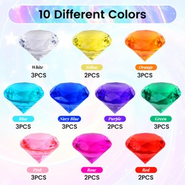 Leikedun Pack of 10 40 mm Children's Diamond Gemstones Set Pirate Treasure Hunt Toy Gift for Birthday Christmas Wedding Decoration Colourful Acrylic Large Transparent Crystal Pool Toys (Diamond, 10)