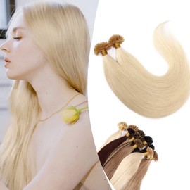 SEGO Bondings Real Hair Extensions U-Tip Keratin 1 g / Strand 100 g / 100 Strands Hair Extensions Remy Human Hair 22 Inches (56 cm) 100 g Platinum Blonde #60