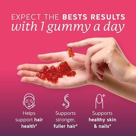 Biotin Gummies for Hair, Skin & Nails. 5,000 mcg High Potency Vegan Vitamins for Faster Hair Growth, Stronger Nails & Healthy Skin. with Vitamins C & 