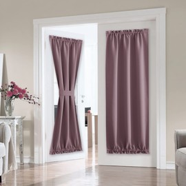 PONY DANCE Door Curtains for Doorways - French Curtain Rod Pocket Window Treatment for Sliding Door with Adjustable Tieback Elegant Home Decoration, 25 x 80 inches, Dry Rose, Set of 1