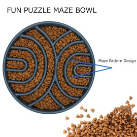 WHIPPY Slow Feeder Dog Bowls Anti-Choking Maze Dog Food Bowl Anti-Slip Interactive Dog Puzzle Feeder Dog Bowl Pet Bowl for Large Medium Dogs,Dark Blue