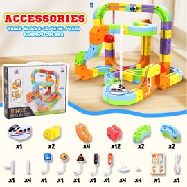 Electric Train Set for Kids, 32 Piece STEM Track Building Toy