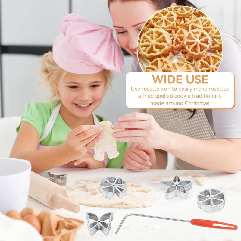 Swedish Rosettes Iron Set with 4 Interchangeable Heads, Flower Shaped