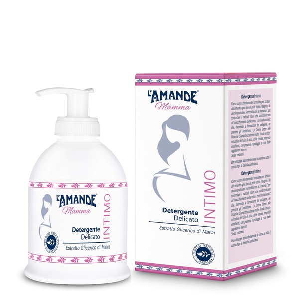 L'AMANDE - Refreshing and Gentle Women's Intimate Cleaner, Intimate Soap with Organic Mallow Extract, Intimate Cleansing Gel Postpartum and Pregnancy, Natural and Probiotic Intimate Hygiene - Mom, 250