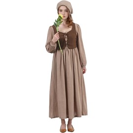 FAD-4U Medieval Maid Dress Farm Wench Costume Cosplay Fancy Dress Set (L)