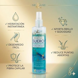 Suero Capilar Bifásico Hidratante para Cabello – Desenredante y Tratamiento para Cabello Maltratado – Serum Capilar que Hidrata, Da Brillo y Protege la Fibra Capilar NEKANE – Kit 2 Piezas 300 ml