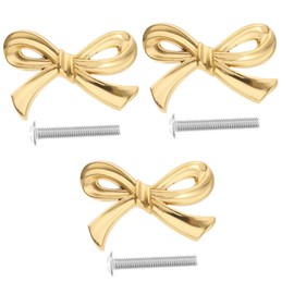 OSALADI 3pcs Vintage Brass Bowknot Cabinet Pull Decorative Drawer Handle for Furniture Easy to Install Lightweight Design Versatile for Kitchen Bathroom Living Room Bedroom More