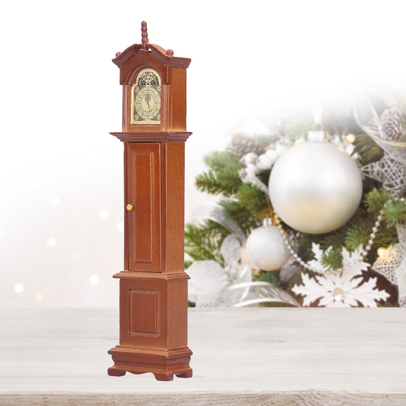 1/12 Dollhouse Miniature Grandfather Clock Wooden Mini Model Furniture Accessory