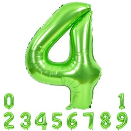 TONIFUL 40 Inch Large Green Numbers Balloons 0-9, Number 4 Digit 4 Helium Balloons, Foil Mylar Big Number Balloons for Birthday Party Anniversary Supplies Decorations
