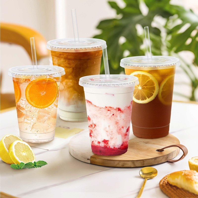 Clawsoff 100 Pack 16 oz Disposable Clear Plastic Cups with