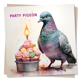 Party Pigeon - Funny Happy Birthday Card for Men, Women - Made in UK