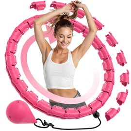STRDIT Smart Weighted Hula Hoop, Aro de Fitness Infinito Ajustable y Desmontable, Círculo de Hula con Peso con 32 Eslabones, para Ejercicio de Cintura y Abdominales (Rosa)