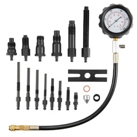 Happybuy Diesel Engine Compression Tester, 18 pcs Cylinder Pressure Test Tool Kit, with 0-1000 psi Gauge and Adapters, Diesel Injector Tester Check Cylinders in Diesel Trucks, Tractors, Equipment