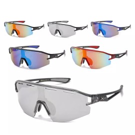 Xloop X Loop Sunglasses Wrap Around Plastic Frames Mirror Lenses Cycling Biker Running - Black-Carbon Fiber Prints(Multi Mirror Lens)