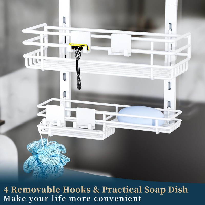 Consumest Over The Door Shower Caddy - 5 Tier Adjustable