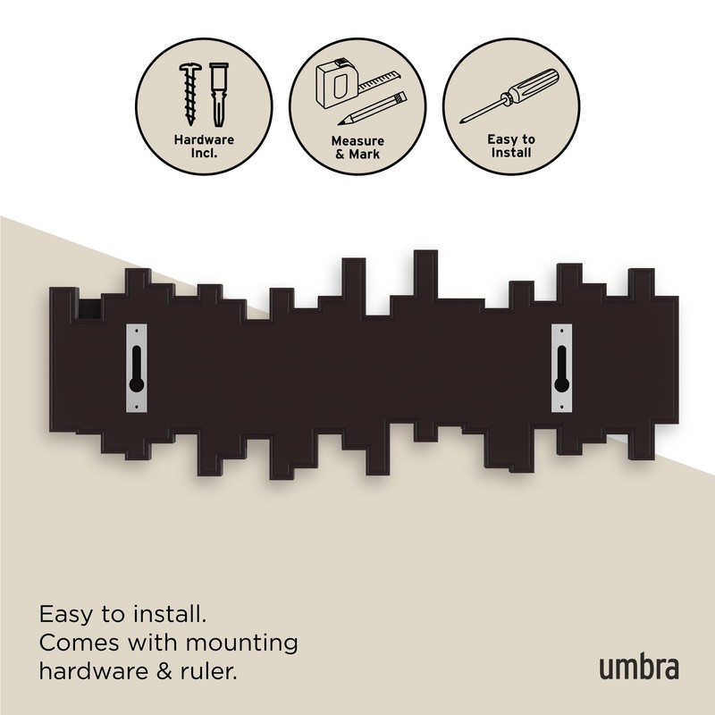 Umbra Sticks Wall-Mounted Coat Rack Rail Hook with 5 Retractable