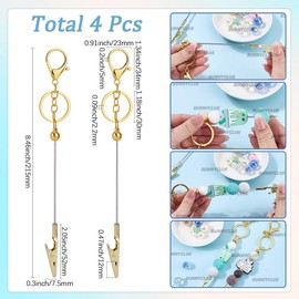 SUNNYCLUE 4Pcs Bracelet Helper Tool Bracelet Fastener Clasps Golden Fastening Clasp Beadable Bar Blanks with Alloy Lobster Clasps Jewellery Helper Tool for Necklace Jewellery Watch Clasps Zippers