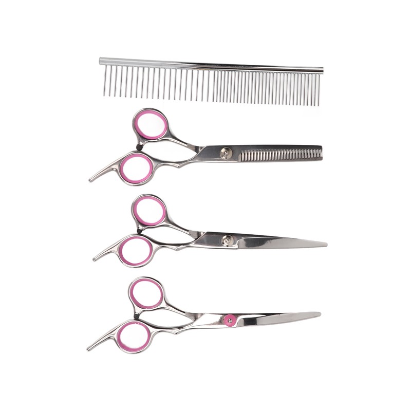 Pet Rabbit Grooming Scissors Stainless Steel Round Tip 4 in