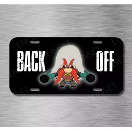 Amel Yosemite Sam Backoff  Shotgun Gun Cartoon Funny License Plate Front Auto Tag