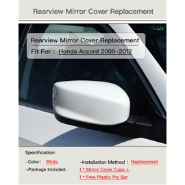 LAUBDGIE Passenger Right Side Mirror Cover Cap Compatible with Honda Accord 2008-2012 White