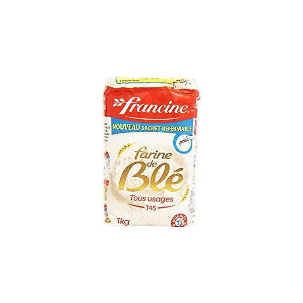 Francine Farine de Ble Tous Usages - French All Purpose Wheat Flour - 2.2 lbs (1 Pack of 4)