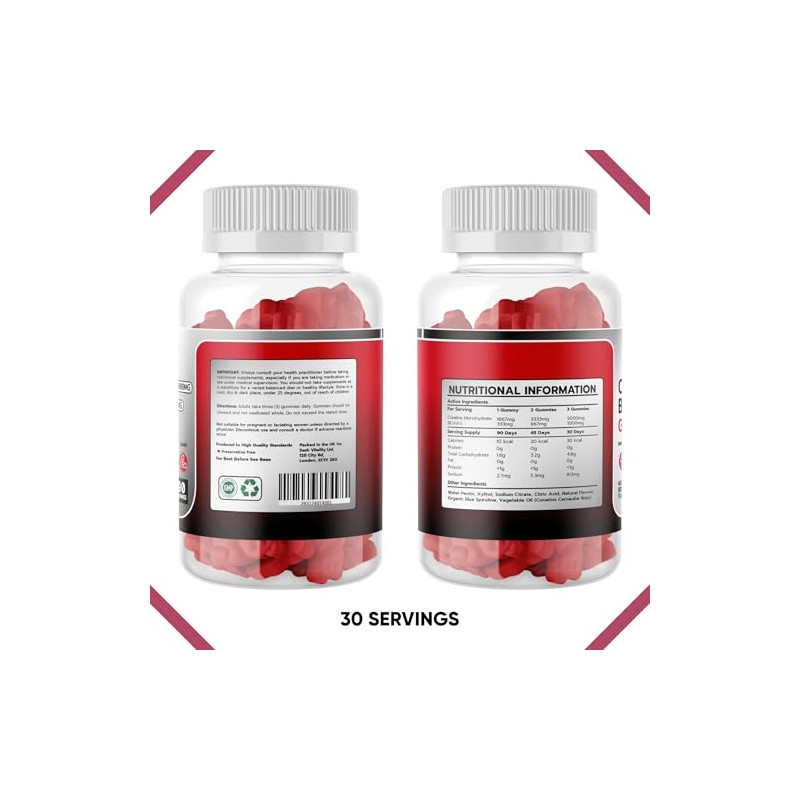 SASH Vitality Creatine Gummies | 90 Gummies | 5000mg Premium