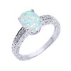 Sterling Silver Art Deco Opal and CZ Birthstone Ring (Size