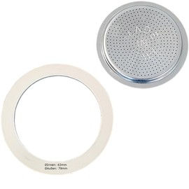 Harren24 Filter and Seal for Espresso Maker, Compatible with Bialetti Espresso Pot for 4 or 6 Cups, Outer Diameter 79 mm, 7.9 cm, Inner Diameter 63 mm, 6.3 cm, Replacement Gasket, Sealing Ring