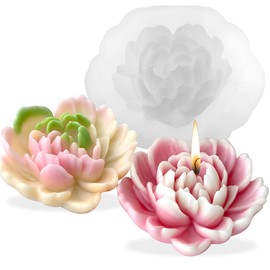 Love Heart Flower Candle Mold for Candle Making Cute 3D Molds for Candles Non-Stick Mould Chocolate Candies Dessert Flower Molds Silicone for Crafts Resin Soap Aroma Candles Mold Home Decoration