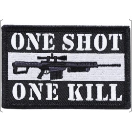 ONE SHOT ONE KILL (DESERT) Embroidered Shoulder Patch (3-3/8"") (0879)