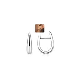 LOLIAS 925 Sterling Silver Hoops Earrings for Women Hypoallergenic U Shaped Chunky Gold Earrings with AAA+ CZ Huggie Hoop Earrings Small Silver Earrings for Women