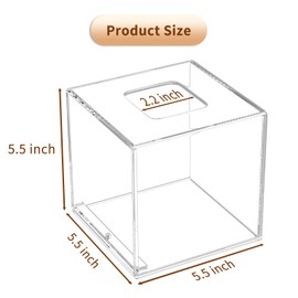 AITEE Acrylic Tissue Box Cover: Clear Square Tissue Holder Napkin Dispenser for Home Bathroom Kitchen Bedroom Office Coffee Table Restaurant
