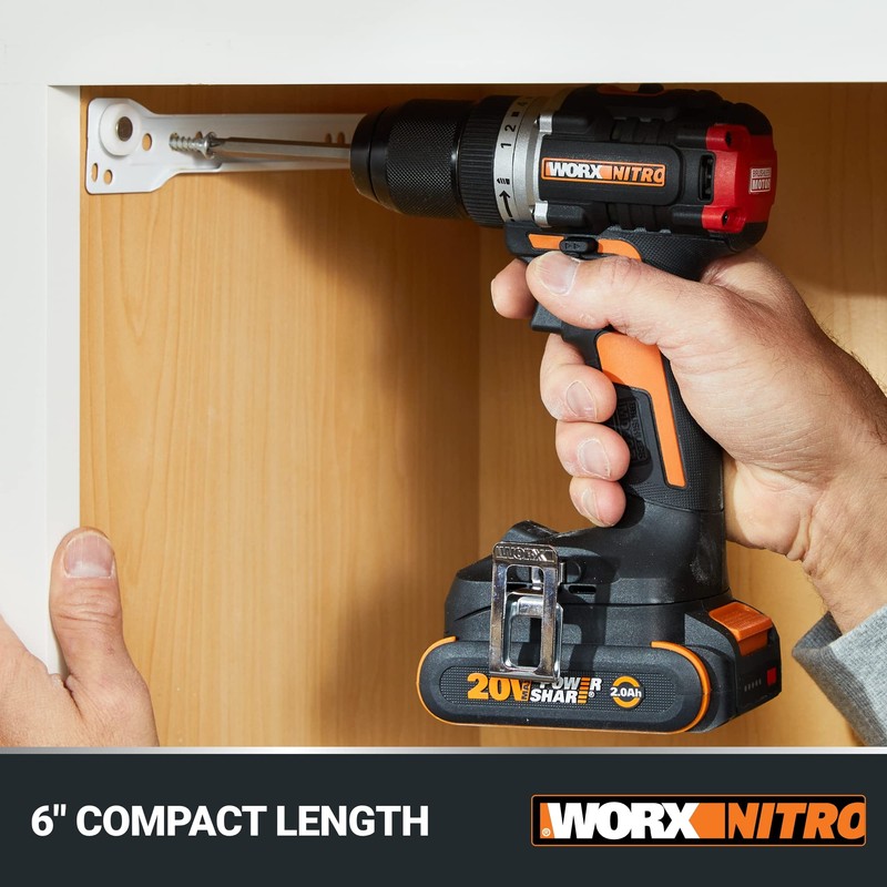 Worx Nitro 20V Cordless 1/2" Drill Driver With Brushless Motor,