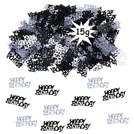 Happy Birthday Confetti Table Decoration Silver Black Birthday Decoration Table Scatter Decoration Glitter Confetti Decoration Woman Man Confetti Decoration