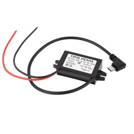 YIPIN HEXHA DC 24V/12V to 5V USB Type-C Right Angle Step Down Converter Output 3A 15W Buck Module Power Adapter, Compatible with Raspberry Pi 4, Mobile Phones