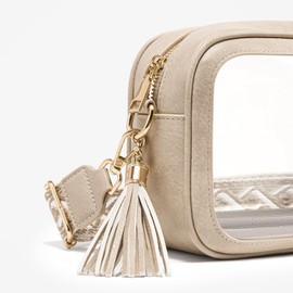 Unilily Clear Bag for Stadium Events, Clear Purse Stadium Approved Crossbody Bag for Concerts Sports Festivals Events Women, Light Taupe-c