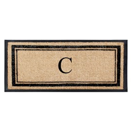 A1HC Natural Coir & Rubber Hand Flocked Large Monogrammed Door Mat 30x60 Inches Thick Durable Doormats for Entrance Heavy Duty, Thin Profile Front Door Mat, Long Lasting Front Door Entry Doormats