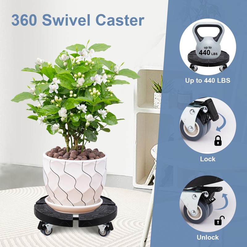 Commercial Products Trash Can Dolly with 4 Wheels - Adjustable